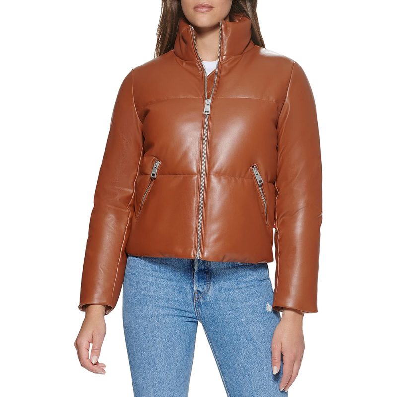 leather puffer jacket